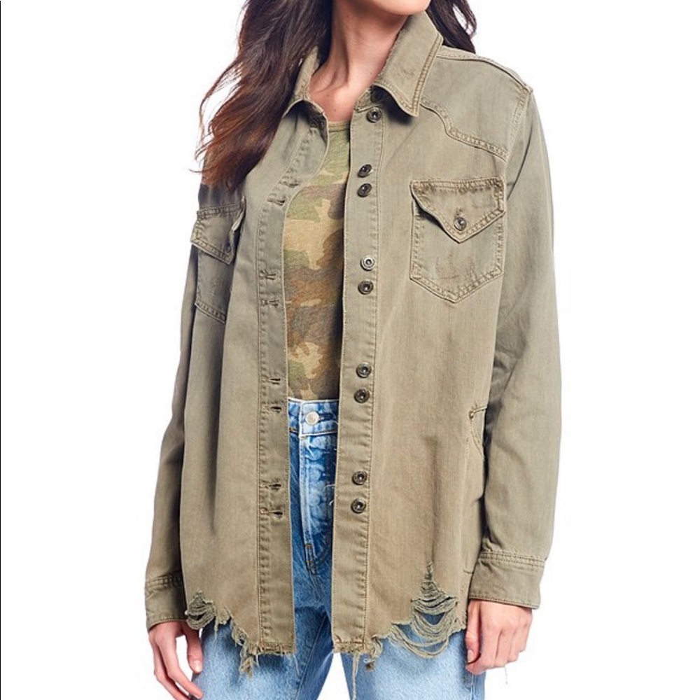 Free People Moonchild Distressed Denim Jacket